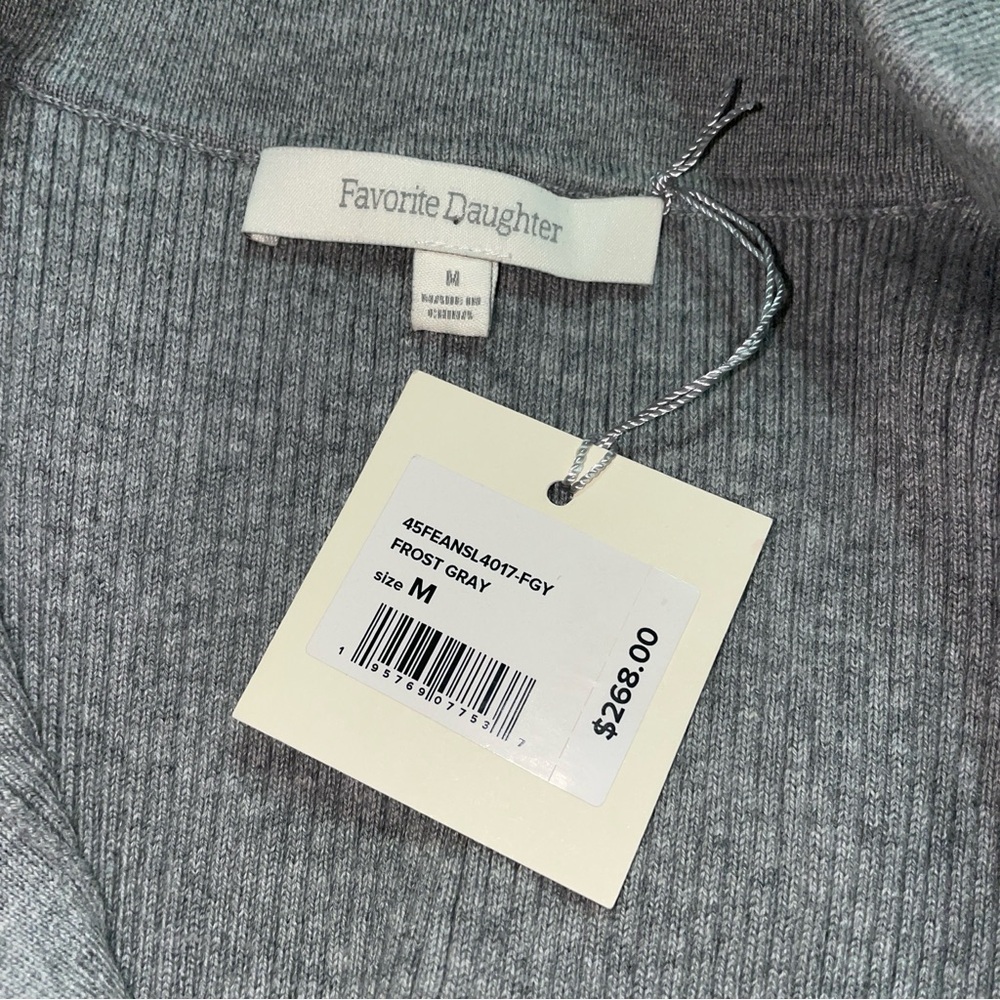 NEW! Favorite Daughter- The Lena Midi Dress Frost Gray Size M Buttoned Ribbed - Picture 14 of 15